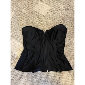 VINTAGE Lady Marlene Black CORSET W/ GARTER Clip Ins Size 42D